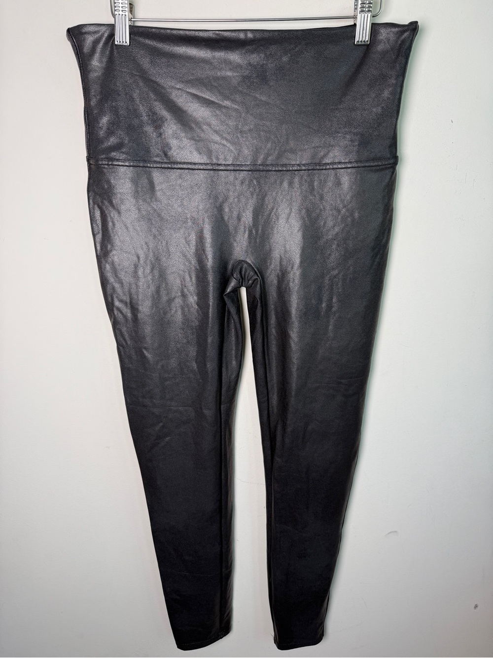 SPANX Faux Leather Leggings Black High Rise Sculpting Sz 1X